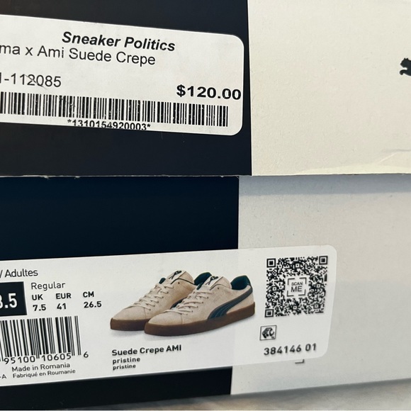 PUMA x AMI 2022 suede crepe ‘Pristine’ Sneaker, Men size 8.5 - Picture 10 of 12